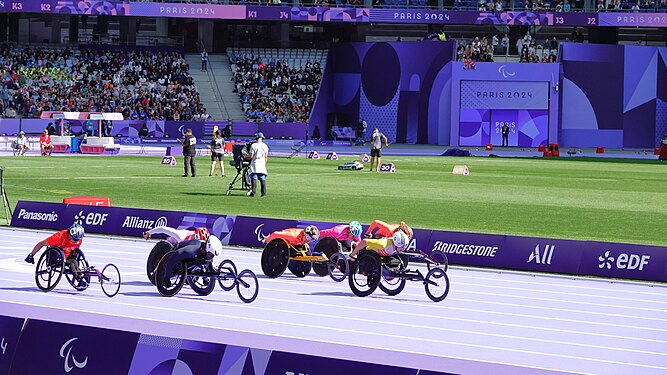 Wheelchair racers during Paralympic Games 2024